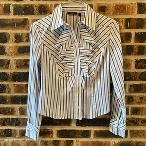 Stunning! Carlisle striped stretch cotton pleated structured top, Women’s 2